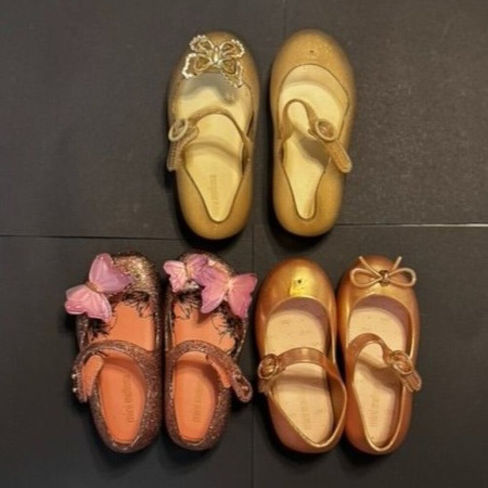 Mini Melissa Girls Glitter, Bow & Butterfly Jelly Shoes Set Of 3 Pairs